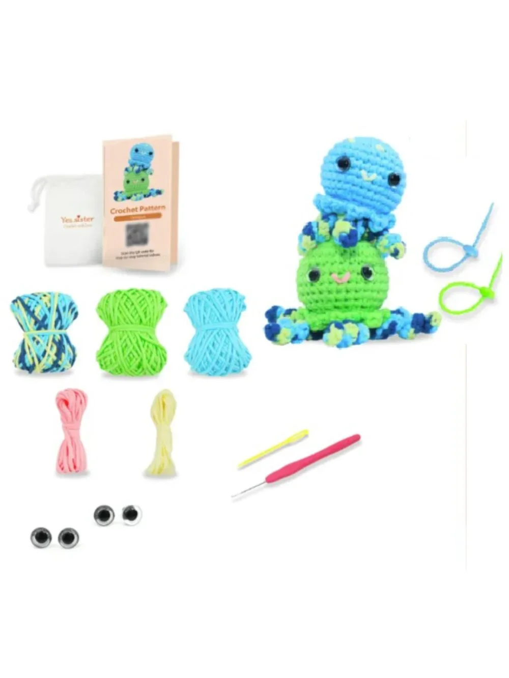 yes.sister! Octopus Pair Amigurumi Crochet Knit Kit DIY 3.5